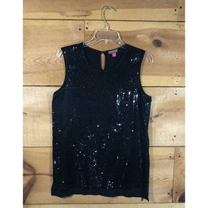 Vince Camuto Sleeveless Sequenced Tank Top Shirt Womens Size Small Open Back